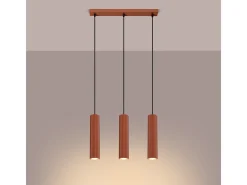 Best Sollux Lighting Lámpara colgante Gloow minimalista de aluminio - 3 fuentes luminosas 4000K - L.45 x A.98 cm - ocre Rojo