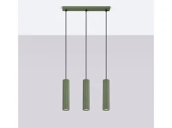 Sollux Lighting Lámpara Suspendida-Lámpara colgante Gloow minimalista de aluminio - 3 fuentes luminosas 3000K - L.45 x A.98 cm - oliva Verde