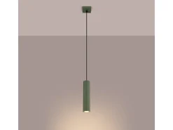 Outlet Sollux Lighting Lámpara colgante Gloow minimalista de aluminio - 1 fuentes luminosas 4000K - L.8 x A.118 cm - oliva Verde