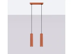 Sollux Lighting Lámpara Suspendida-Lámpara colgante Gloow minimalista de aluminio - 2 fuentes luminosas 3000K - L.30 x A.90 cm - ocre Rojo
