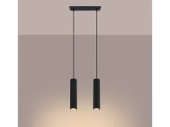 Best Sollux Lighting Lámpara colgante Gloow minimalista de aluminio - 2 fuentes luminosas 4000K - L.30 x A.90 cm - Negro