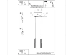 Best Sollux Lighting Lámpara colgante Gloow minimalista de aluminio - 2 fuentes luminosas 4000K - L.30 x A.90 cm - Negro