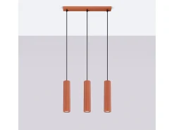 Clearance Sollux Lighting Lámpara colgante Gloow minimalista de aluminio - 3 fuentes luminosas 3000K - L.45 x A.98 cm - ocre Rojo