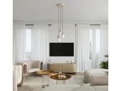 Sollux Lighting Lámpara Colgante Halo Moderno De Aluminio/Vidrio - 3 Fuentes Luminosas - L.25 X A.125 Cm - Gris Pardo Marru00f3n New