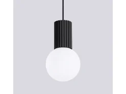 Sollux Lighting Lámpara Colgante Halo Moderno De Aluminio/Vidrio - 1 Fuentes Luminosas - L.12 X A.120 Cm - Negro Best