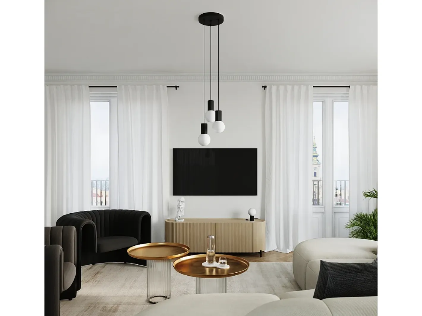 Sollux Lighting Lámpara Colgante Halo Moderno De Aluminio/Vidrio - 1 Fuentes Luminosas - L.12 X A.120 Cm - Negro Best