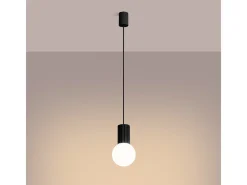 Sollux Lighting Lámpara Colgante Halo Moderno De Aluminio/Vidrio - 1 Fuentes Luminosas - L.12 X A.120 Cm - Negro Best