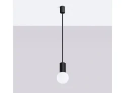 Sollux Lighting Lámpara Colgante Halo Moderno De Aluminio/Vidrio - 1 Fuentes Luminosas - L.12 X A.120 Cm - Negro Best