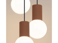 Sollux Lighting Lámpara Suspendida-Lámpara Colgante Halo Moderno De Aluminio/Vidrio - 3 Fuentes Luminosas - L.25 X A.125 Cm - Moca Marru00f3n