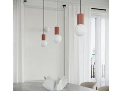 Sollux Lighting Lámpara Suspendida-Lámpara Colgante Halo Moderno De Aluminio/Vidrio - 3 Fuentes Luminosas - L.25 X A.125 Cm - Moca Marru00f3n