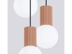 Sollux Lighting Lámpara Suspendida-Lámpara Colgante Halo Moderno De Aluminio/Vidrio - 3 Fuentes Luminosas - L.25 X A.125 Cm - Moca Marru00f3n