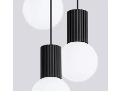 Sollux Lighting Lámpara Colgante Halo Moderno De Aluminio/Vidrio - 3 Fuentes Luminosas - L.25 X A.125 Cm - Negro