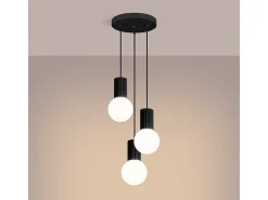 Sollux Lighting Lámpara Colgante Halo Moderno De Aluminio/Vidrio - 3 Fuentes Luminosas - L.25 X A.125 Cm - Negro