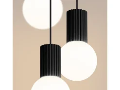 Sollux Lighting Lámpara Colgante Halo Moderno De Aluminio/Vidrio - 3 Fuentes Luminosas - L.25 X A.125 Cm - Negro