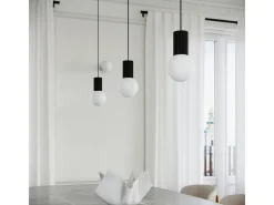 Sollux Lighting Lámpara Colgante Halo Moderno De Aluminio/Vidrio - 3 Fuentes Luminosas - L.25 X A.125 Cm - Negro