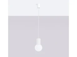 Sollux Lighting Lámpara Suspendida-Lámpara Colgante Halo Moderno De Aluminio/Vidrio - 1 Fuentes Luminosas - L.12 X A.120 Cm - Blanco