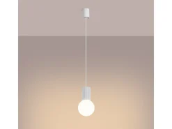 Sollux Lighting Lámpara Suspendida-Lámpara Colgante Halo Moderno De Aluminio/Vidrio - 1 Fuentes Luminosas - L.12 X A.120 Cm - Blanco