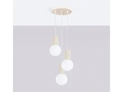 Sollux Lighting Lámpara Colgante Halo Moderno De Aluminio/Vidrio - 3 Fuentes Luminosas - L.25 X A.125 Cm - Beige Clearance