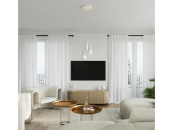 Sollux Lighting Lámpara Colgante Halo Moderno De Aluminio/Vidrio - 3 Fuentes Luminosas - L.25 X A.125 Cm - Beige Clearance