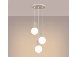 Sollux Lighting Lámpara Colgante Halo Moderno De Aluminio/Vidrio - 3 Fuentes Luminosas - L.25 X A.125 Cm - Beige Clearance