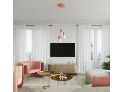 Sollux Lighting Lámpara Suspendida-Lámpara Colgante Halo Moderno De Aluminio/Vidrio - 1 Fuentes Luminosas - L.12 X A.120 Cm - Durazno Rosa