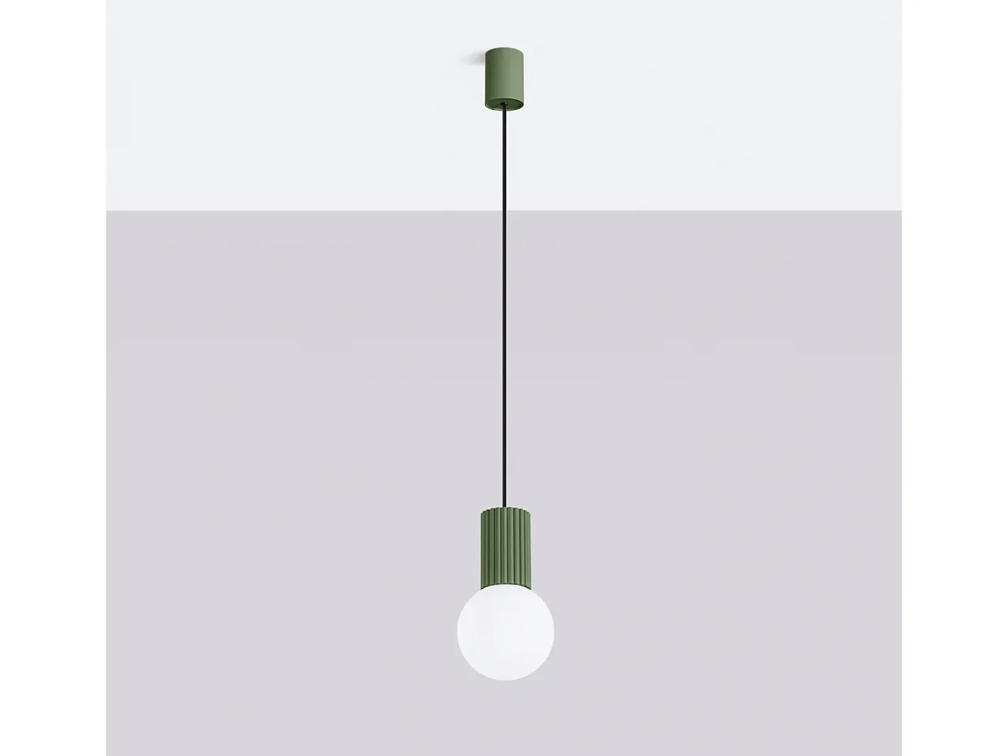 Sollux Lighting Lámpara Colgante Halo Moderno De Aluminio/Vidrio - 1 Fuentes Luminosas - L.12 X A.120 Cm - Oliva Verde Clearance