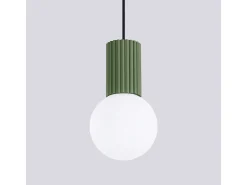 Sollux Lighting Lámpara Colgante Halo Moderno De Aluminio/Vidrio - 1 Fuentes Luminosas - L.12 X A.120 Cm - Oliva Verde Clearance