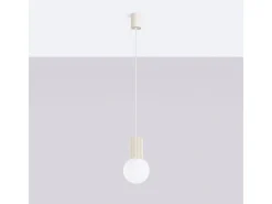 Sollux Lighting Lámpara Colgante Halo Moderno De Aluminio/Vidrio - 1 Fuentes Luminosas - L.12 X A.120 Cm - Beige