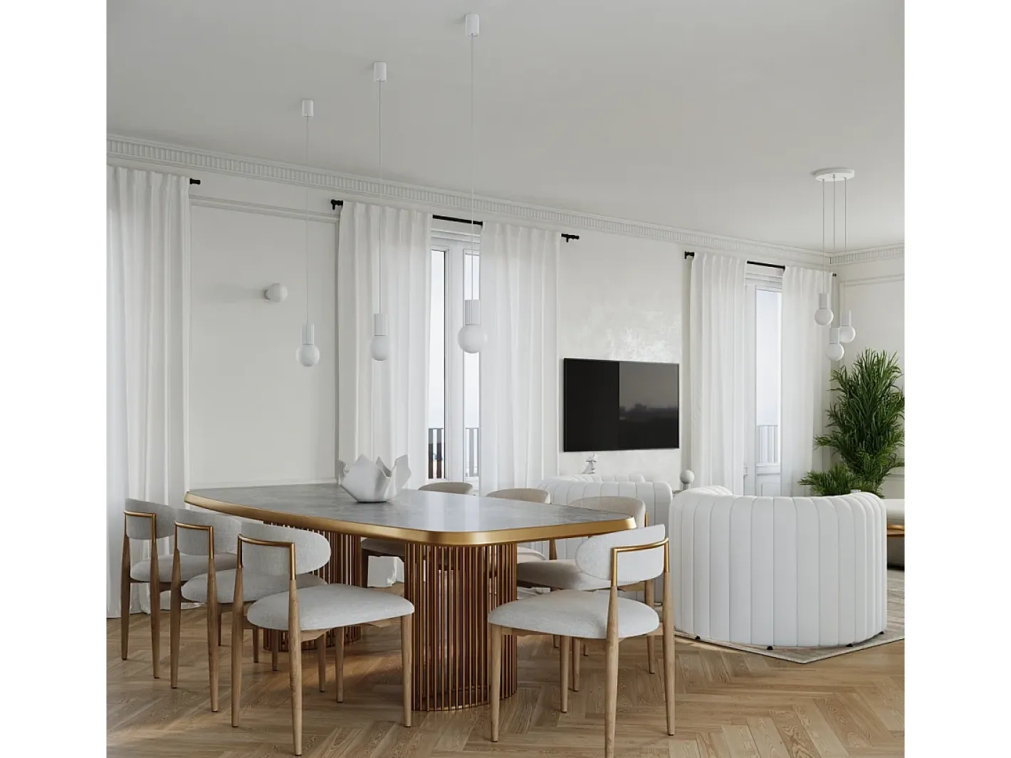 Outlet Sollux Lighting Lámpara Colgante Halo Moderno De Aluminio/Vidrio - 3 Fuentes Luminosas - L.25 X A.125 Cm - Blanco