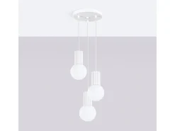 Outlet Sollux Lighting Lámpara Colgante Halo Moderno De Aluminio/Vidrio - 3 Fuentes Luminosas - L.25 X A.125 Cm - Blanco