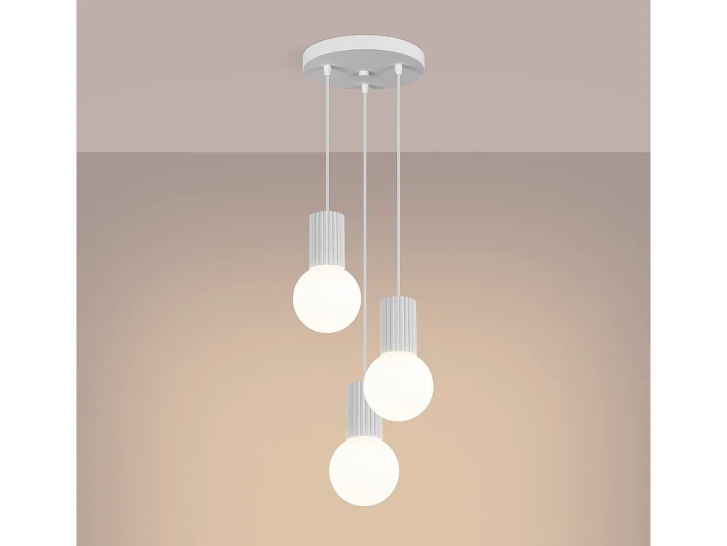 Outlet Sollux Lighting Lámpara Colgante Halo Moderno De Aluminio/Vidrio - 3 Fuentes Luminosas - L.25 X A.125 Cm - Blanco