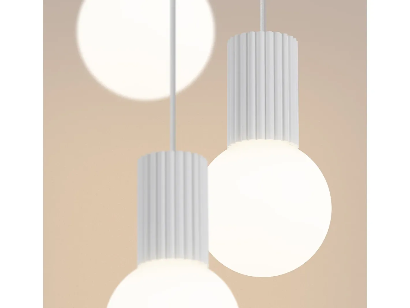Outlet Sollux Lighting Lámpara Colgante Halo Moderno De Aluminio/Vidrio - 3 Fuentes Luminosas - L.25 X A.125 Cm - Blanco