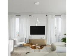 Outlet Sollux Lighting Lámpara Colgante Halo Moderno De Aluminio/Vidrio - 3 Fuentes Luminosas - L.25 X A.125 Cm - Blanco