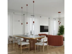 Sollux Lighting Lámpara Suspendida-Lámpara Colgante Halo Moderno De Aluminio/Vidrio - 1 Fuentes Luminosas - L.12 X A.120 Cm - Ocre Rojo