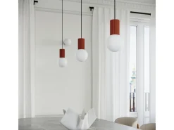 Sollux Lighting Lámpara Suspendida-Lámpara Colgante Halo Moderno De Aluminio/Vidrio - 1 Fuentes Luminosas - L.12 X A.120 Cm - Ocre Rojo