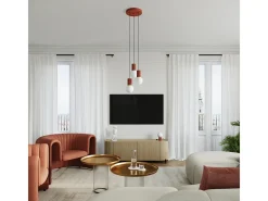 Sollux Lighting Lámpara Suspendida-Lámpara Colgante Halo Moderno De Aluminio/Vidrio - 1 Fuentes Luminosas - L.12 X A.120 Cm - Ocre Rojo