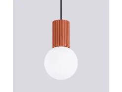 Sollux Lighting Lámpara Suspendida-Lámpara Colgante Halo Moderno De Aluminio/Vidrio - 1 Fuentes Luminosas - L.12 X A.120 Cm - Ocre Rojo