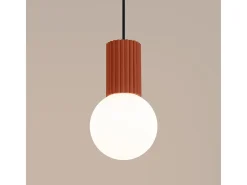 Sollux Lighting Lámpara Suspendida-Lámpara Colgante Halo Moderno De Aluminio/Vidrio - 1 Fuentes Luminosas - L.12 X A.120 Cm - Ocre Rojo