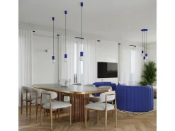 Sollux Lighting Lámpara Suspendida-Lámpara Colgante Halo Moderno De Aluminio/Vidrio - 1 Fuentes Luminosas - L.12 X A.120 Cm - Ultramarino Azul