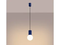 Sollux Lighting Lámpara Suspendida-Lámpara Colgante Halo Moderno De Aluminio/Vidrio - 1 Fuentes Luminosas - L.12 X A.120 Cm - Ultramarino Azul