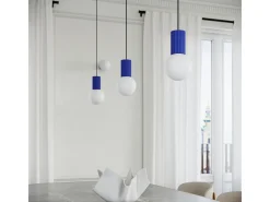 Sollux Lighting Lámpara Suspendida-Lámpara Colgante Halo Moderno De Aluminio/Vidrio - 1 Fuentes Luminosas - L.12 X A.120 Cm - Ultramarino Azul