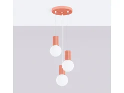 Hot Sollux Lighting Lámpara Colgante Halo Moderno De Aluminio/Vidrio - 3 Fuentes Luminosas - L.25 X A.125 Cm - Durazno Rosa