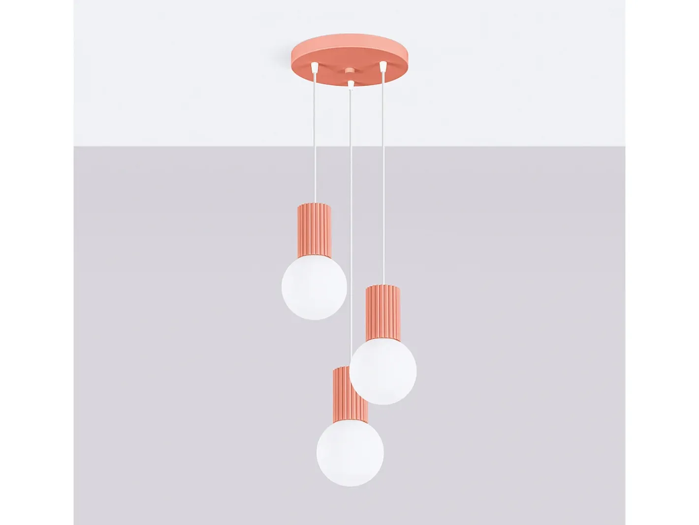 Hot Sollux Lighting Lámpara Colgante Halo Moderno De Aluminio/Vidrio - 3 Fuentes Luminosas - L.25 X A.125 Cm - Durazno Rosa