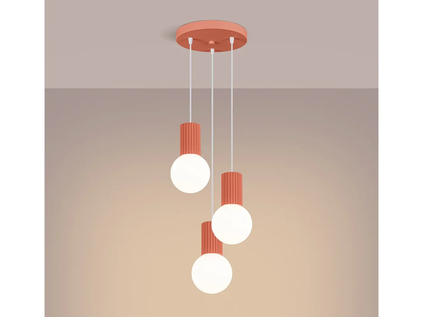 Hot Sollux Lighting Lámpara Colgante Halo Moderno De Aluminio/Vidrio - 3 Fuentes Luminosas - L.25 X A.125 Cm - Durazno Rosa