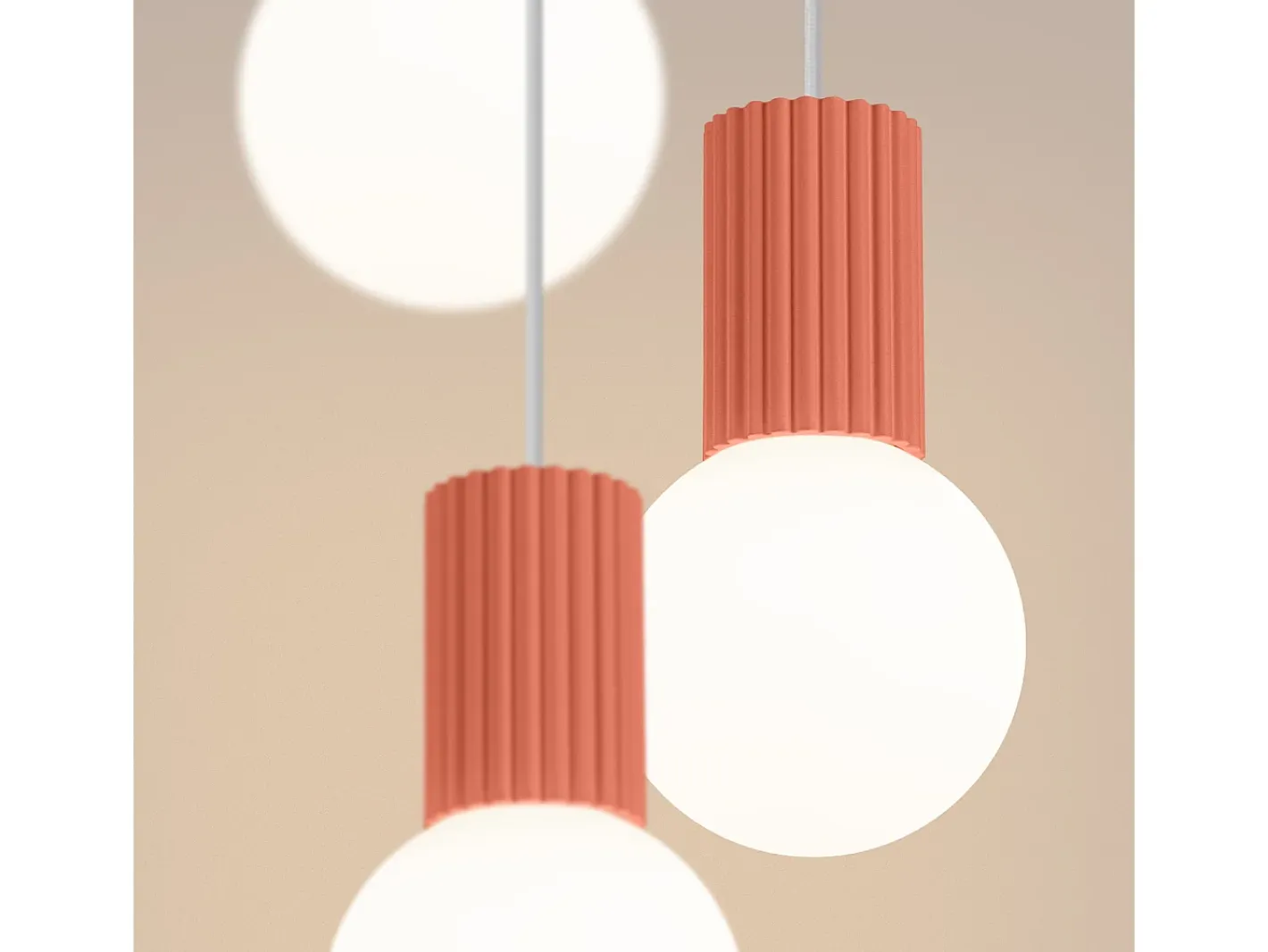 Hot Sollux Lighting Lámpara Colgante Halo Moderno De Aluminio/Vidrio - 3 Fuentes Luminosas - L.25 X A.125 Cm - Durazno Rosa