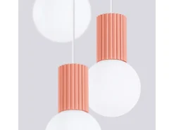Hot Sollux Lighting Lámpara Colgante Halo Moderno De Aluminio/Vidrio - 3 Fuentes Luminosas - L.25 X A.125 Cm - Durazno Rosa