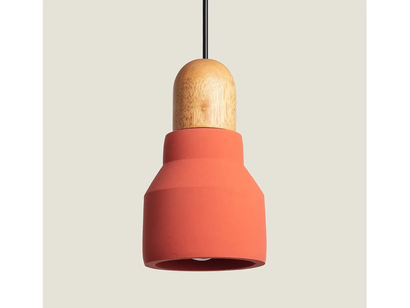 Ledkia Lámpara Suspendida-Lámpara Colgante Hormigón y Madera Luster Terracota Multicolor