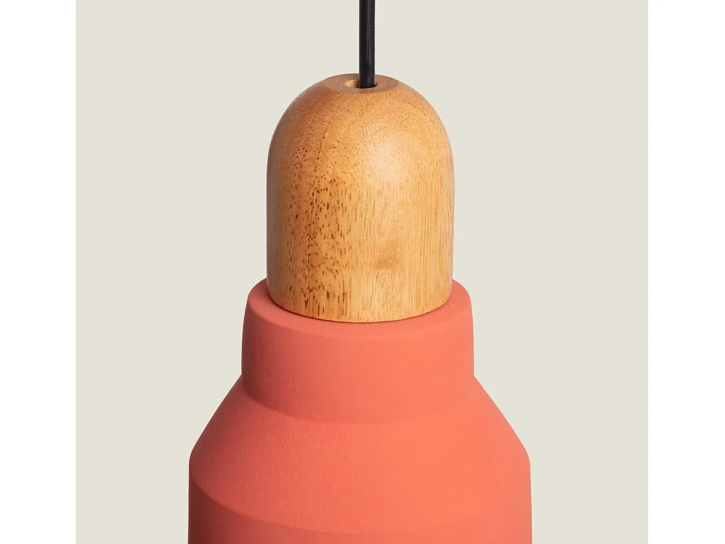 Ledkia Lámpara Suspendida-Lámpara Colgante Hormigón y Madera Luster Terracota Multicolor