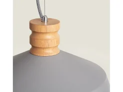 Ledkia Lámpara Colgante Hormigón y Madera Kukojoa Gris Multicolor Outlet