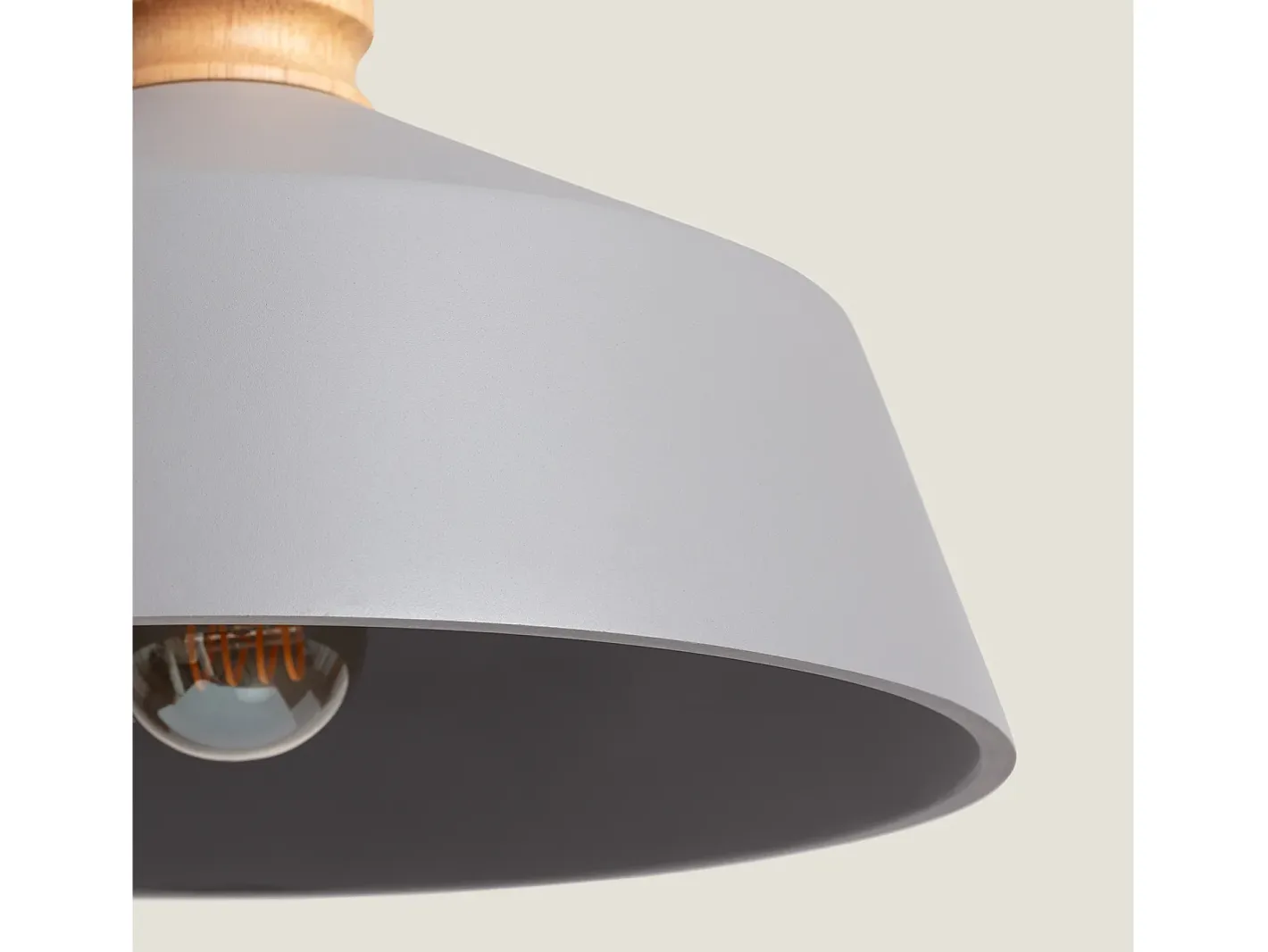 Ledkia Lámpara Colgante Hormigón y Madera Kukojoa Gris Multicolor Outlet